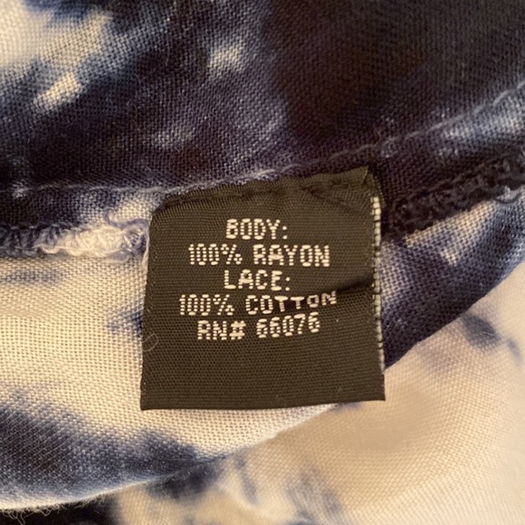 Raviya tie dye spaghetti strap crocheted trim flowy tunic style mini dress - Picture 7 of 10